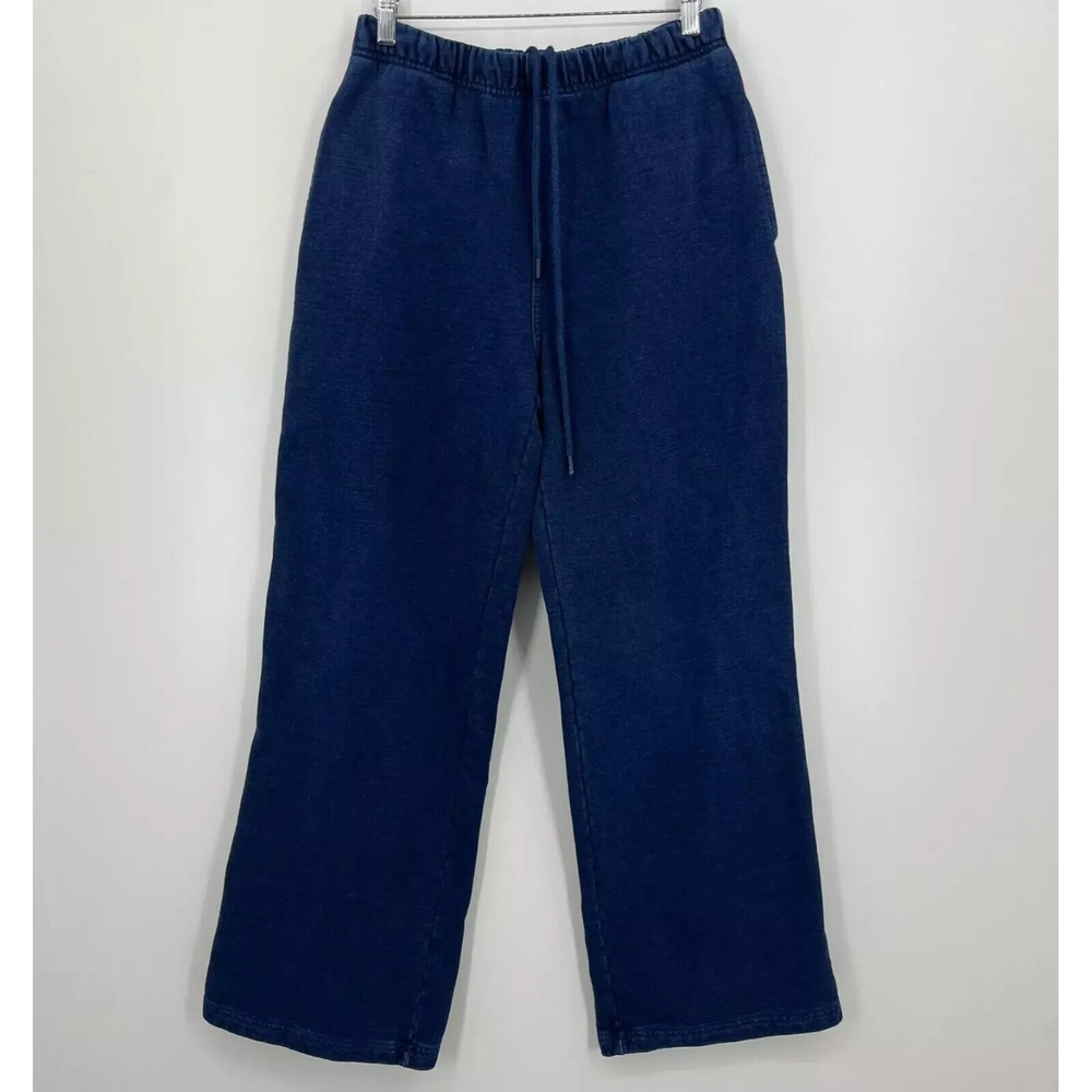 Good American Wide Leg Sweatpants Dark Indigo Cotton Fleece Size 1